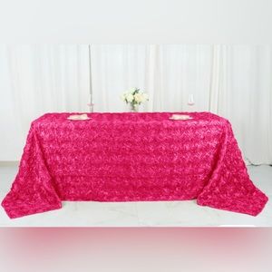 COPY - 90"×132" Fuchsia Seamless Grandiose 3D Rosette
Satin Rectangle Tablecloth